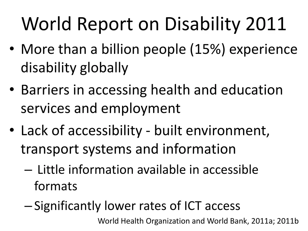world report on disability 2011 more than