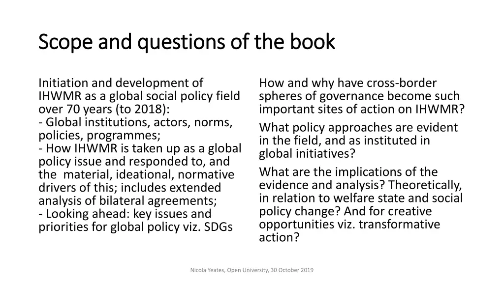 scope and questions of the book scope