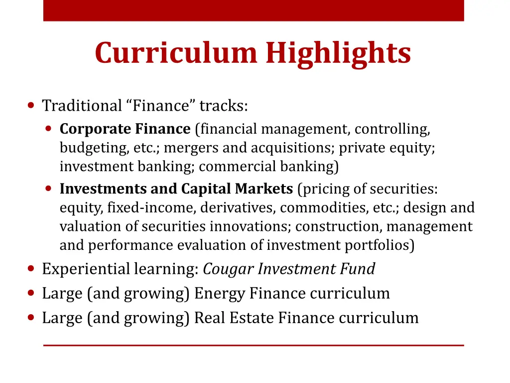 curriculum highlights