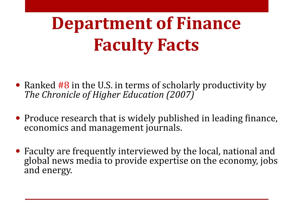 department of finance faculty facts 1