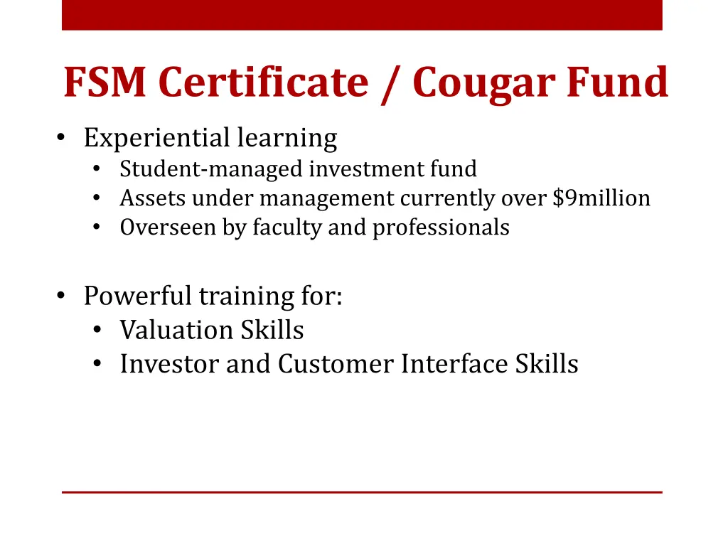 fsm certificate cougar fund