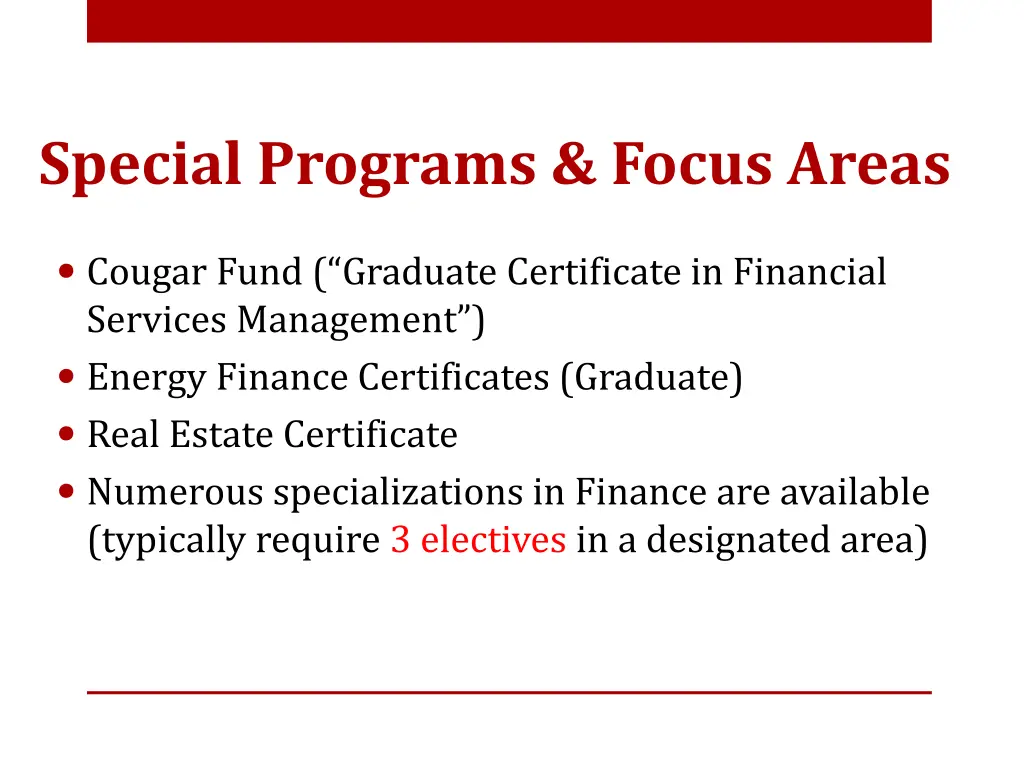 special programs focus areas
