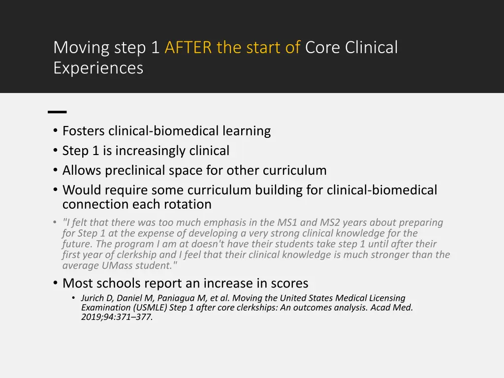 moving step 1 after the start of core clinical