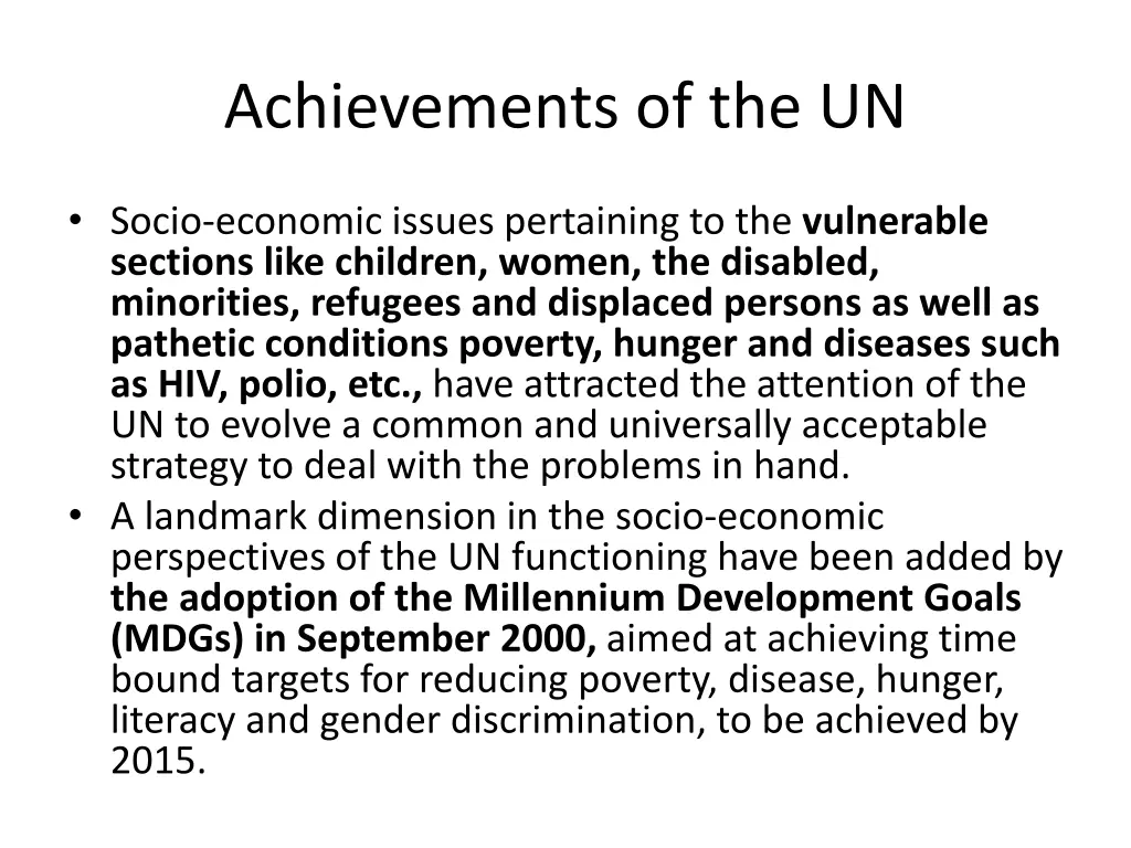 achievements of the un