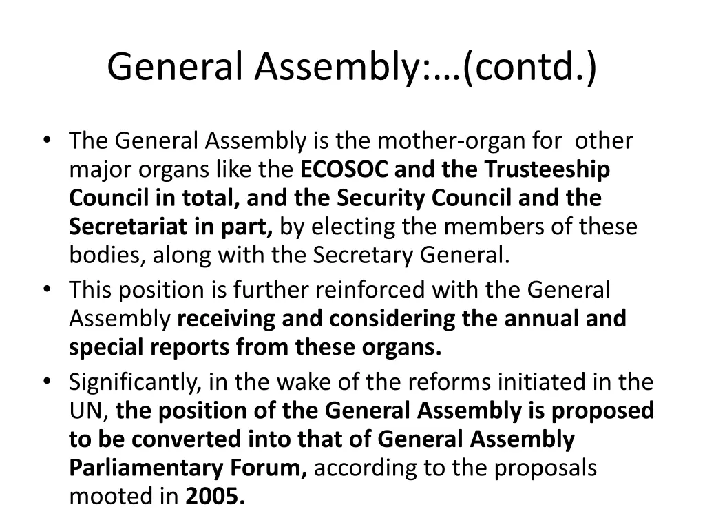 general assembly contd