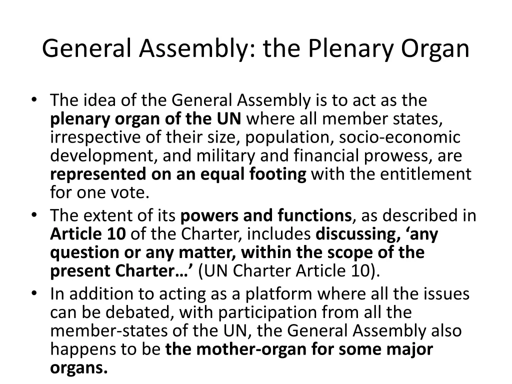 general assembly the plenary organ