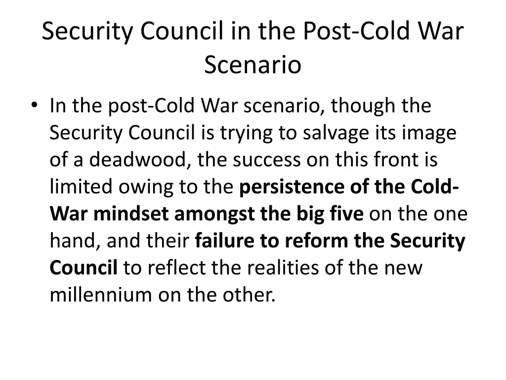 security council in the post cold war scenario