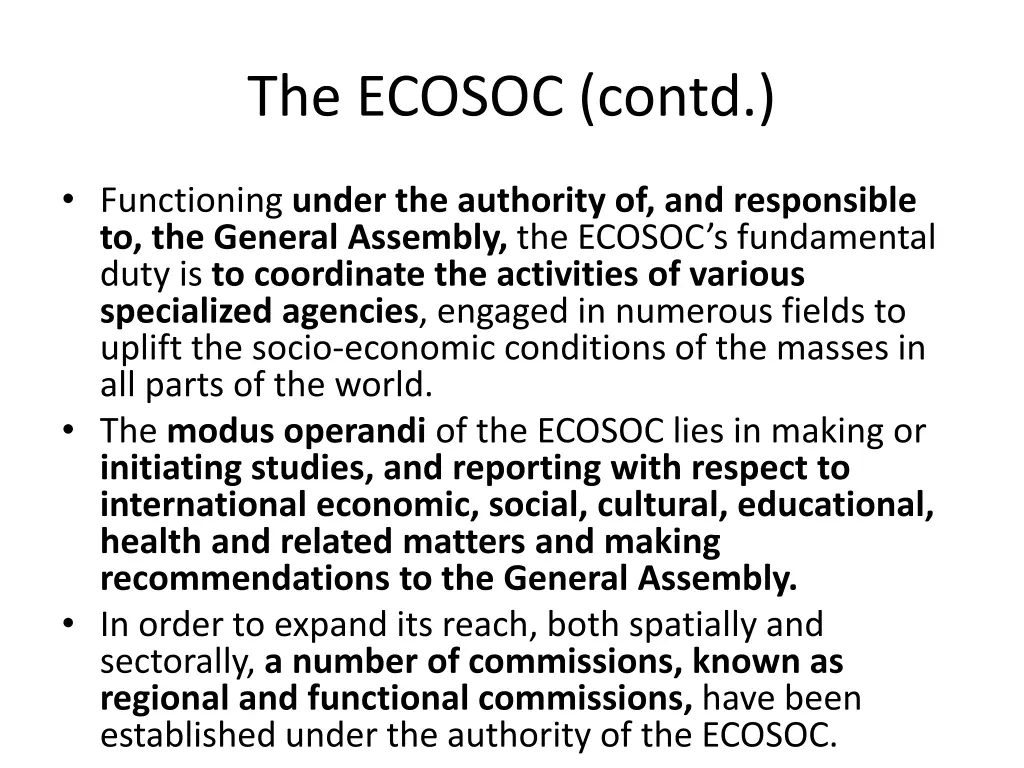 the ecosoc contd
