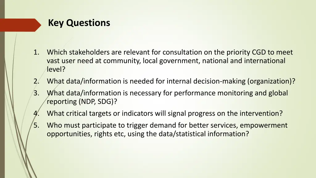 key questions
