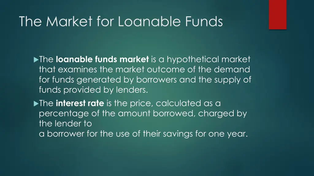 the market for loanable funds