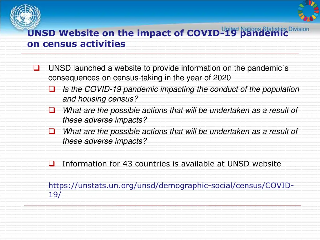 unsd website on the impact of covid 19 pandemic