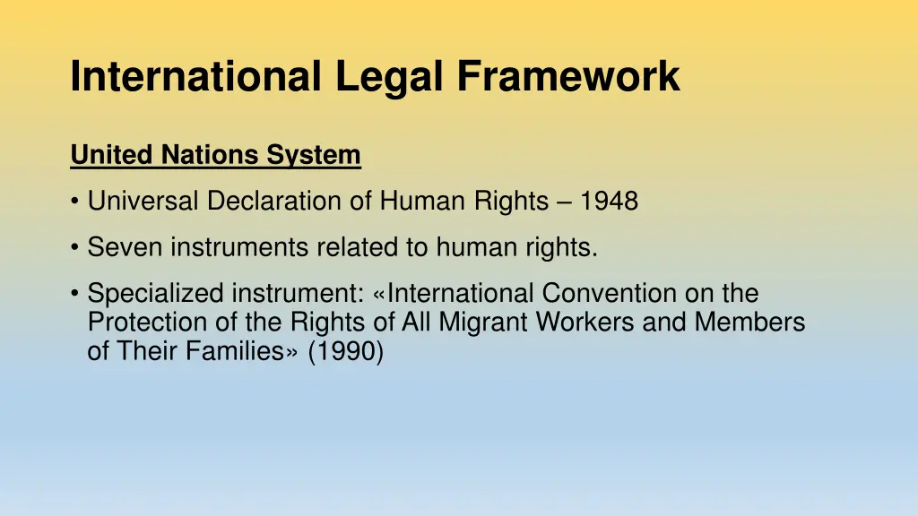 international legal framework