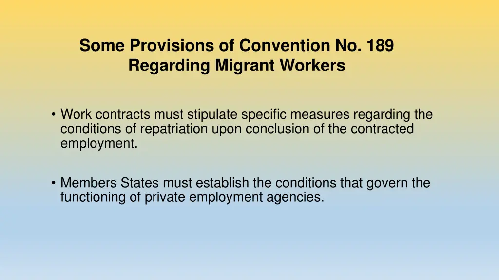 some provisions of convention no 189 regarding 1