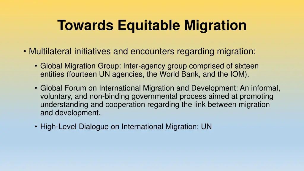 towards equitable migration
