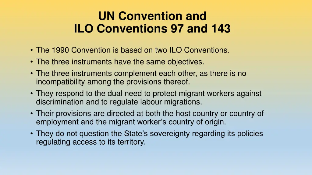 un convention and ilo conventions 97 and 143