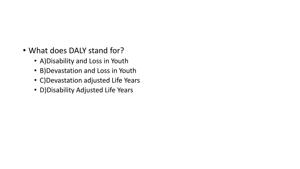 what does daly stand for a disability and loss