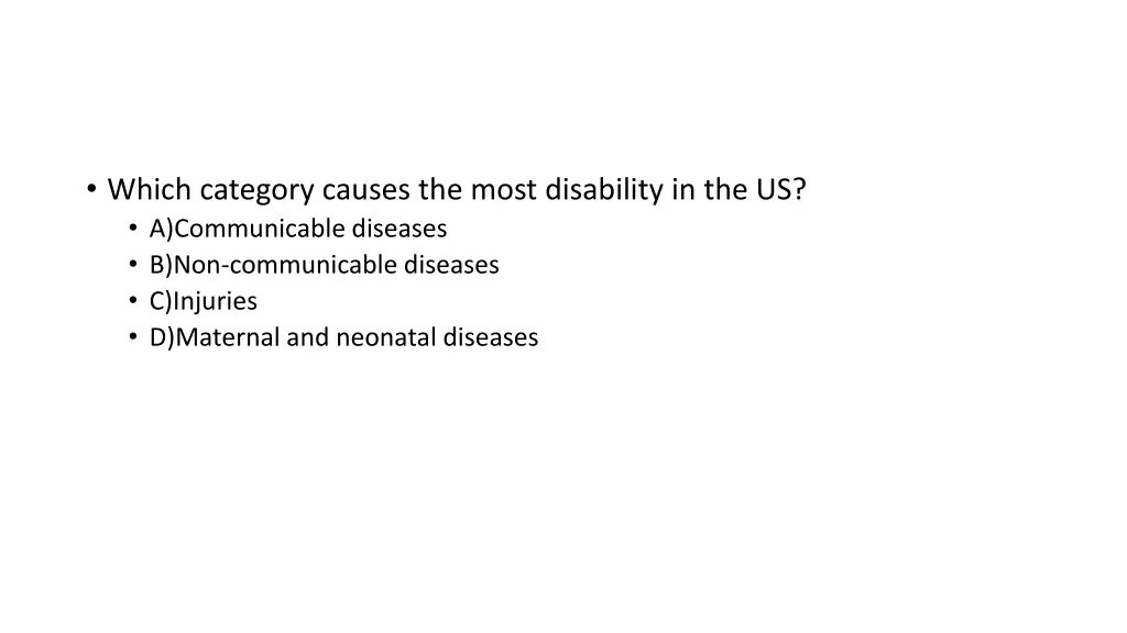 which category causes the most disability