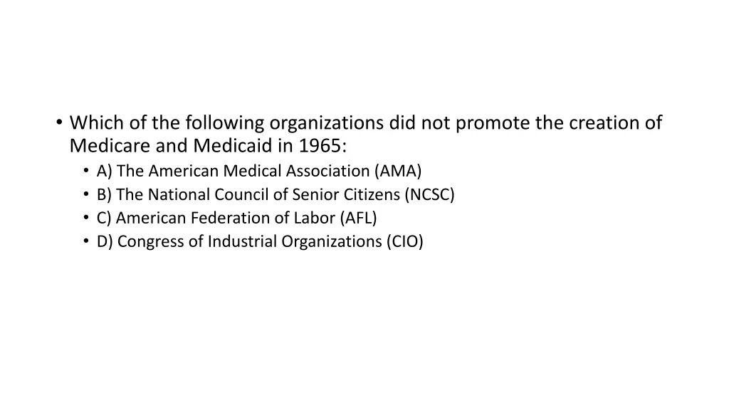 which of the following organizations