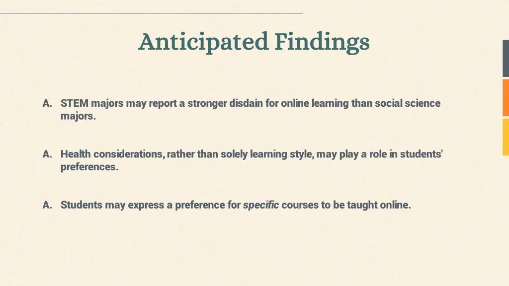 anticipated findings anticipated findings