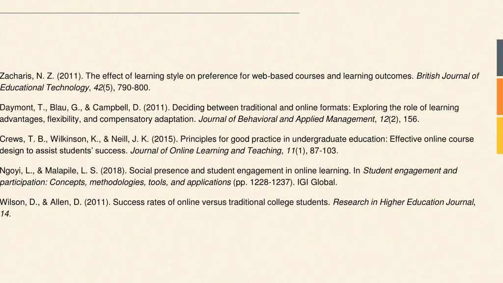zacharis n z 2011 the effect of learning style