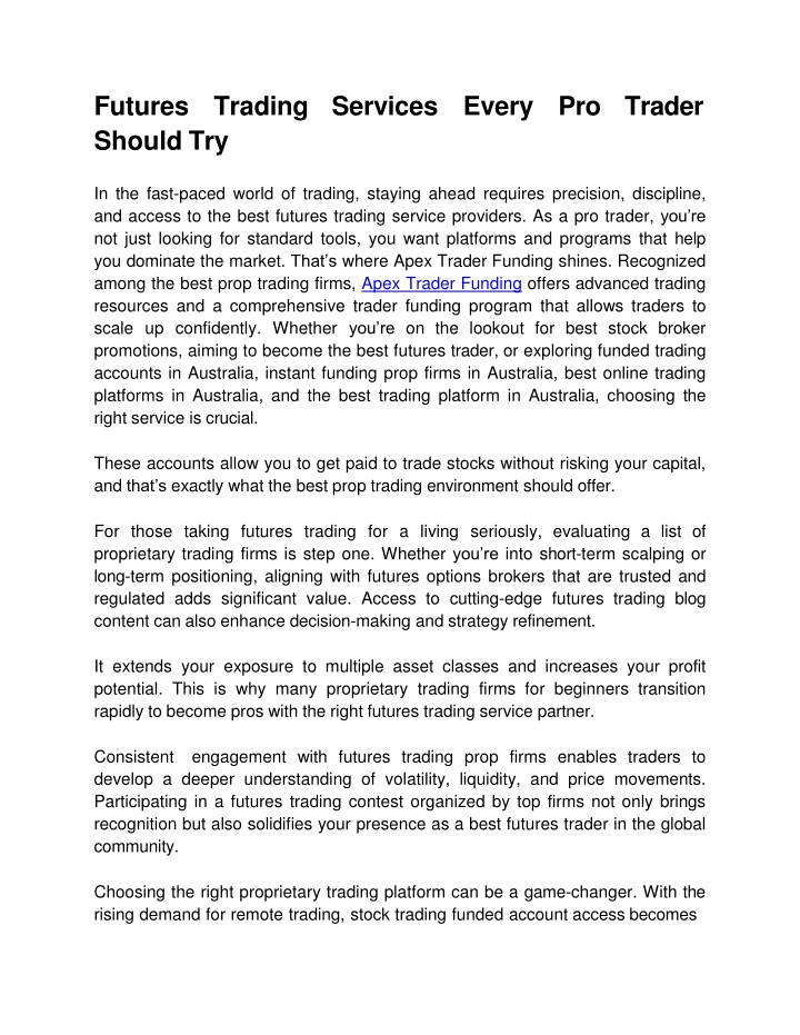 futures trading services every pro trader should