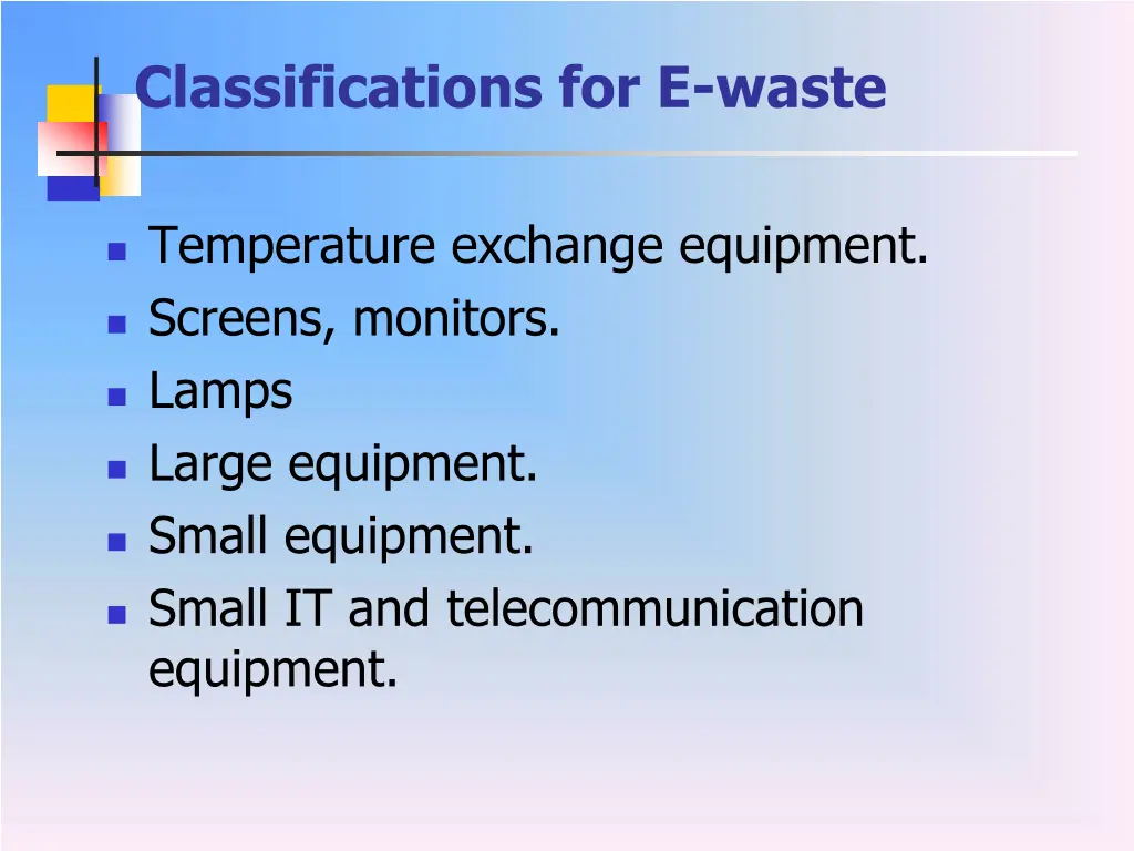 classifications for e waste