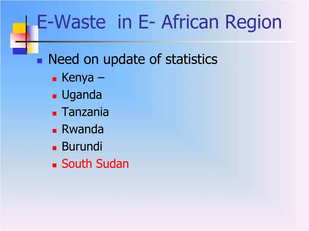 e waste in e african region