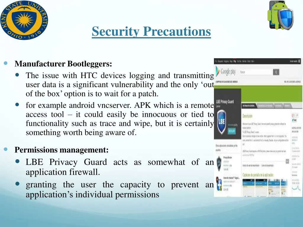 security precautions