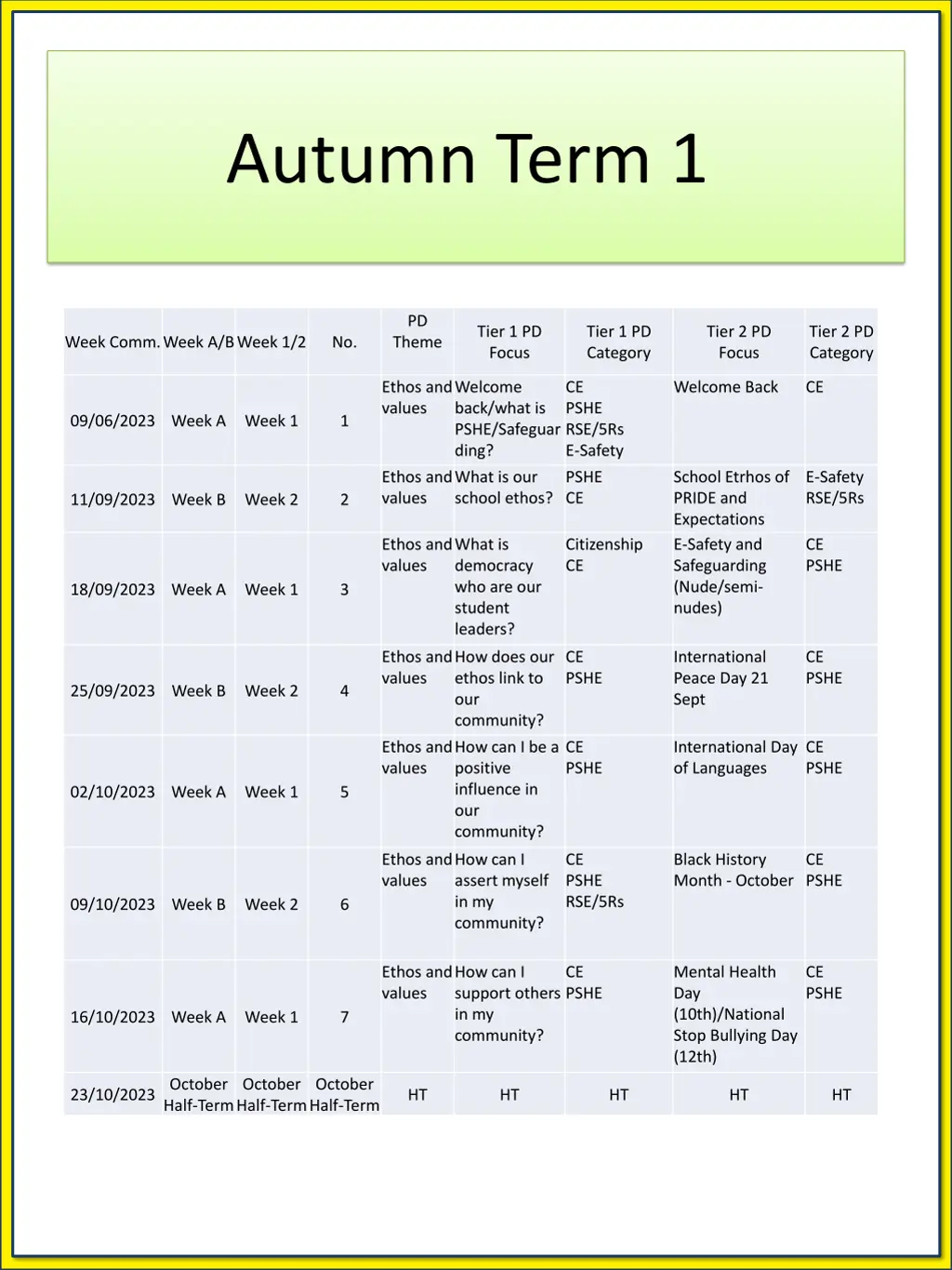 autumn term 1