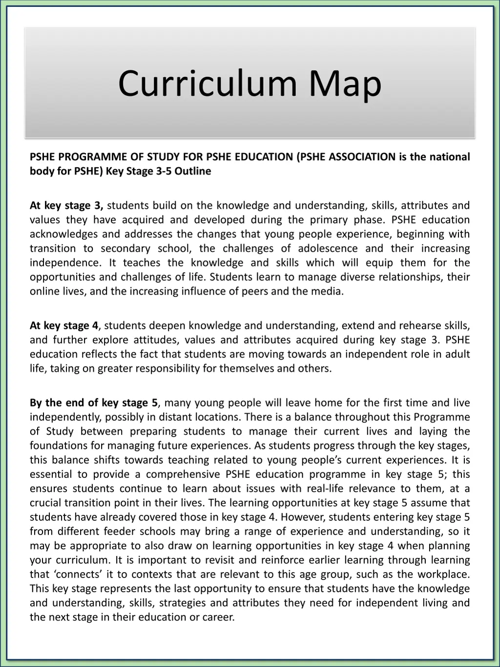 curriculum map