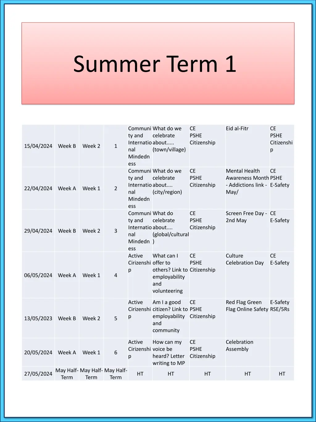 summer term 1