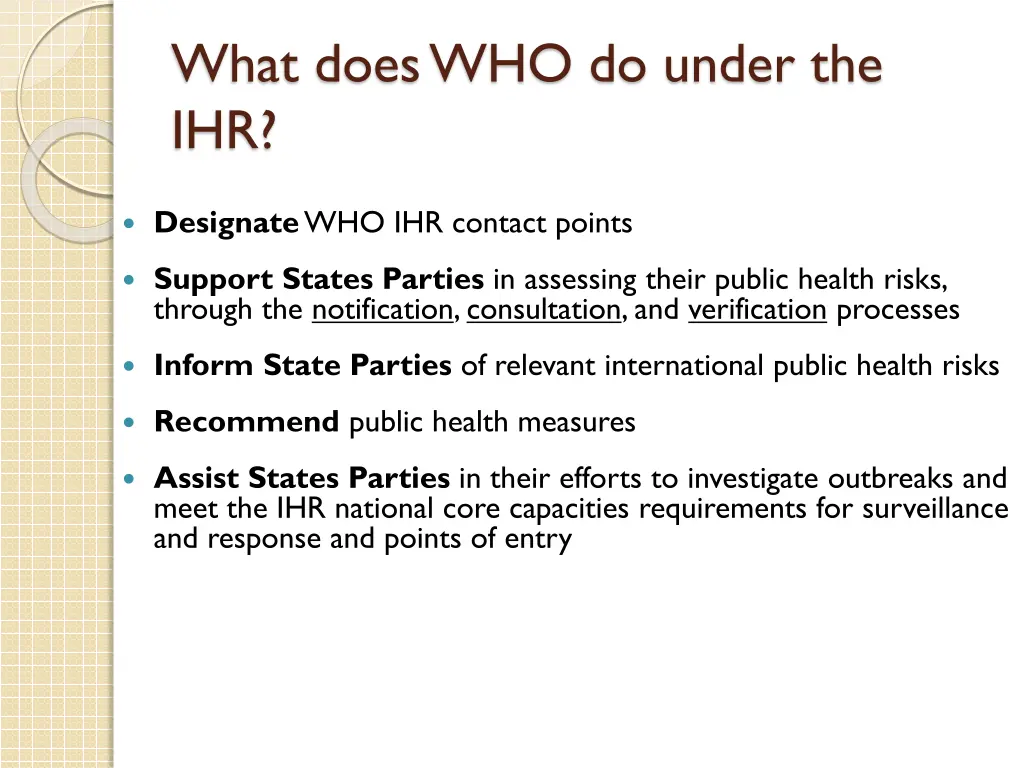 what does who do under the ihr