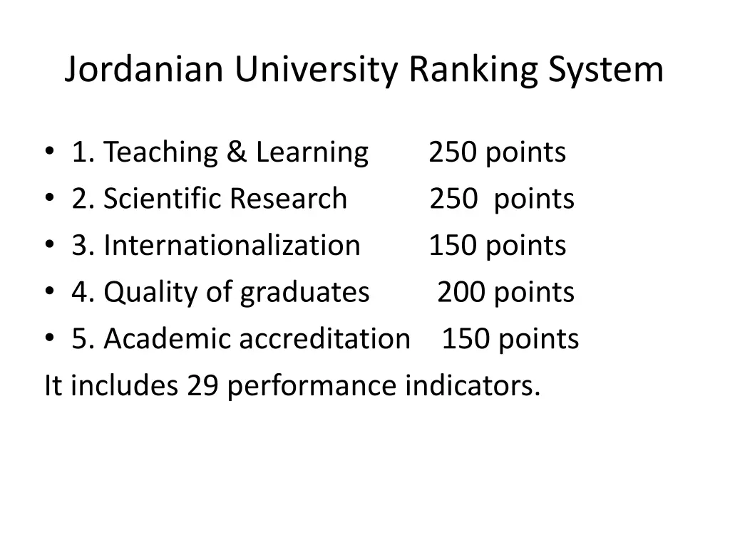 jordanian university ranking system