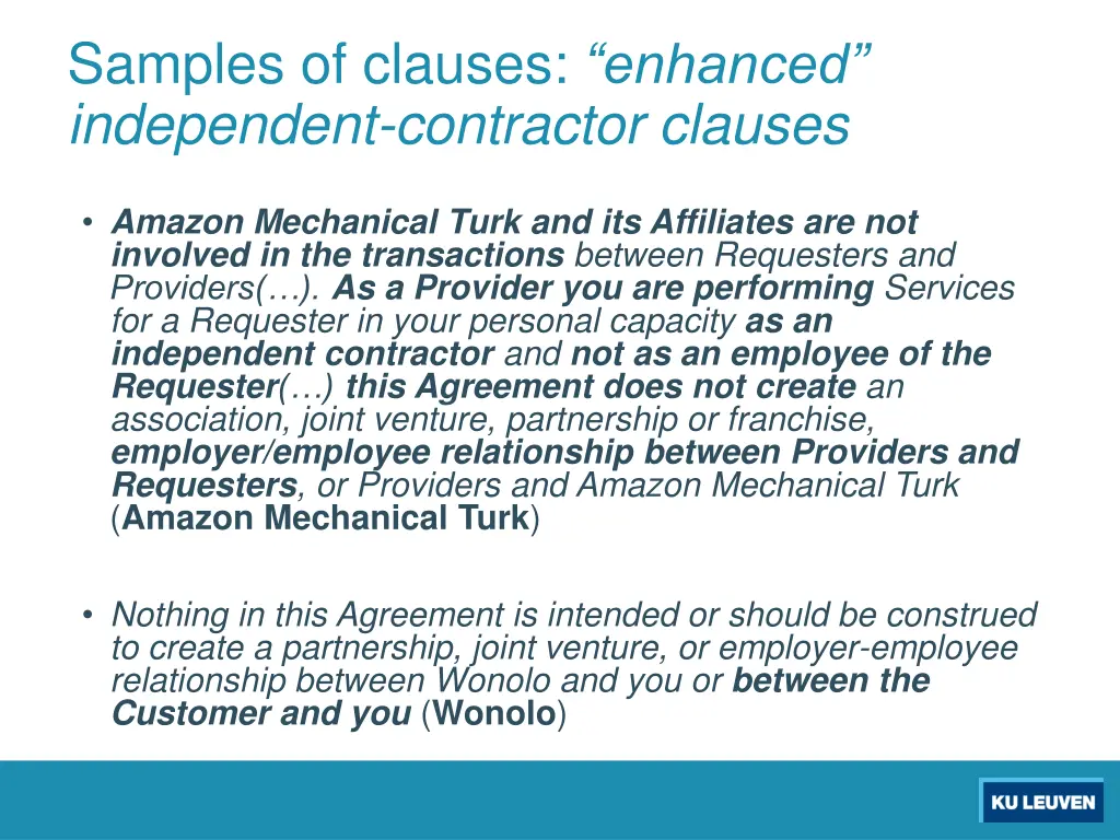 samples of clauses enhanced independent