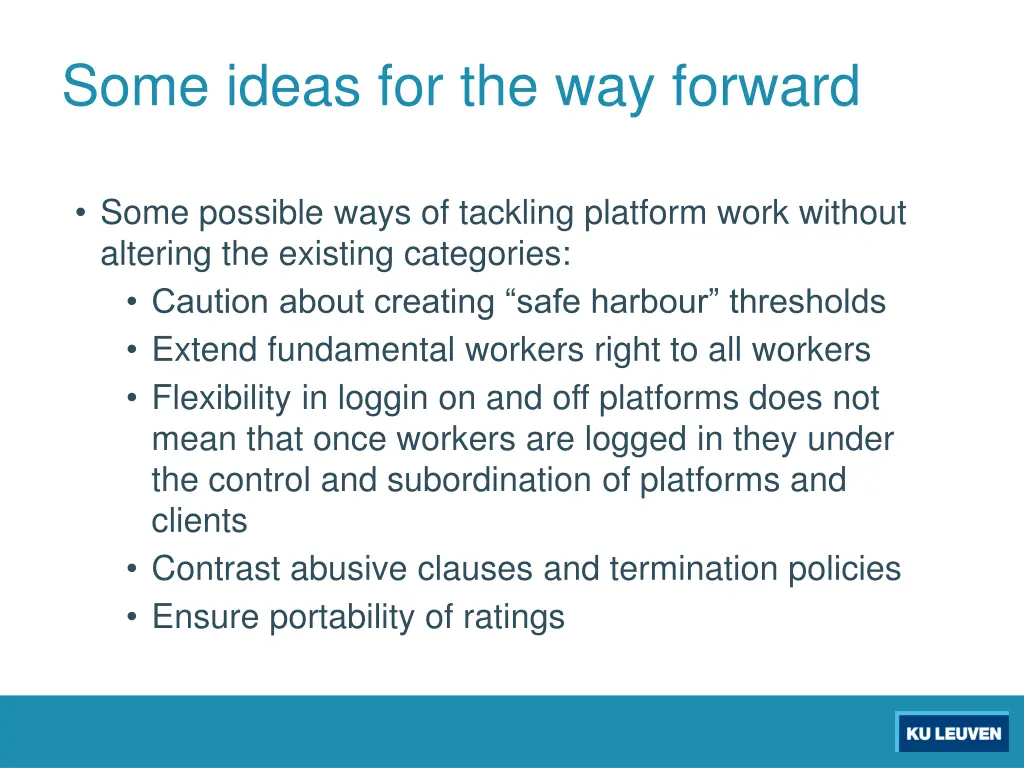 some ideas for the way forward