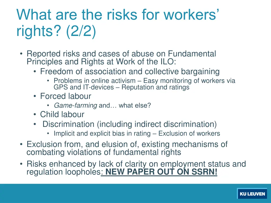 what are the risks for workers rights 2 2