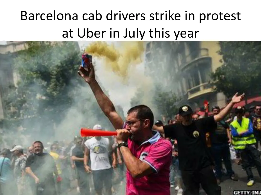 barcelona cab drivers strike in protest at uber