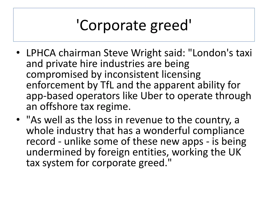 corporate greed