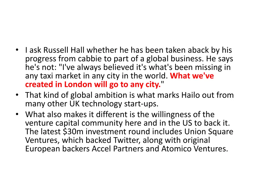 i ask russell hall whether he has been taken