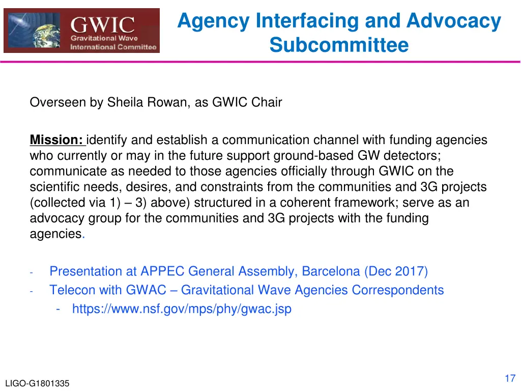 agency interfacing and advocacy subcommittee