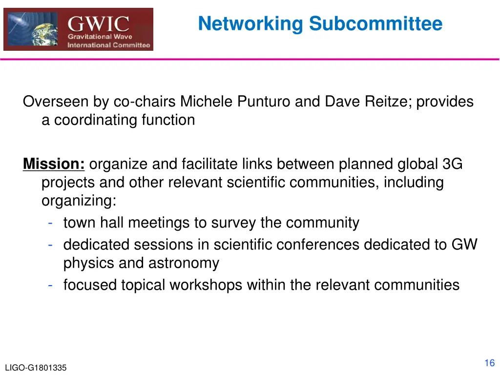 networking subcommittee