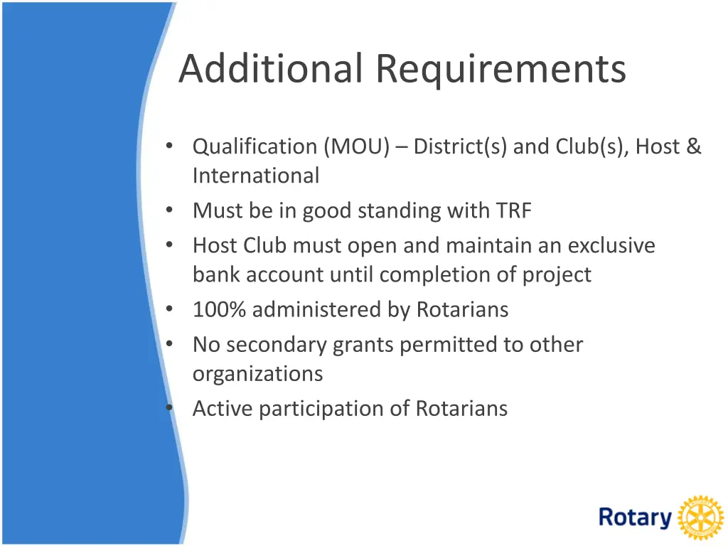 additional requirements