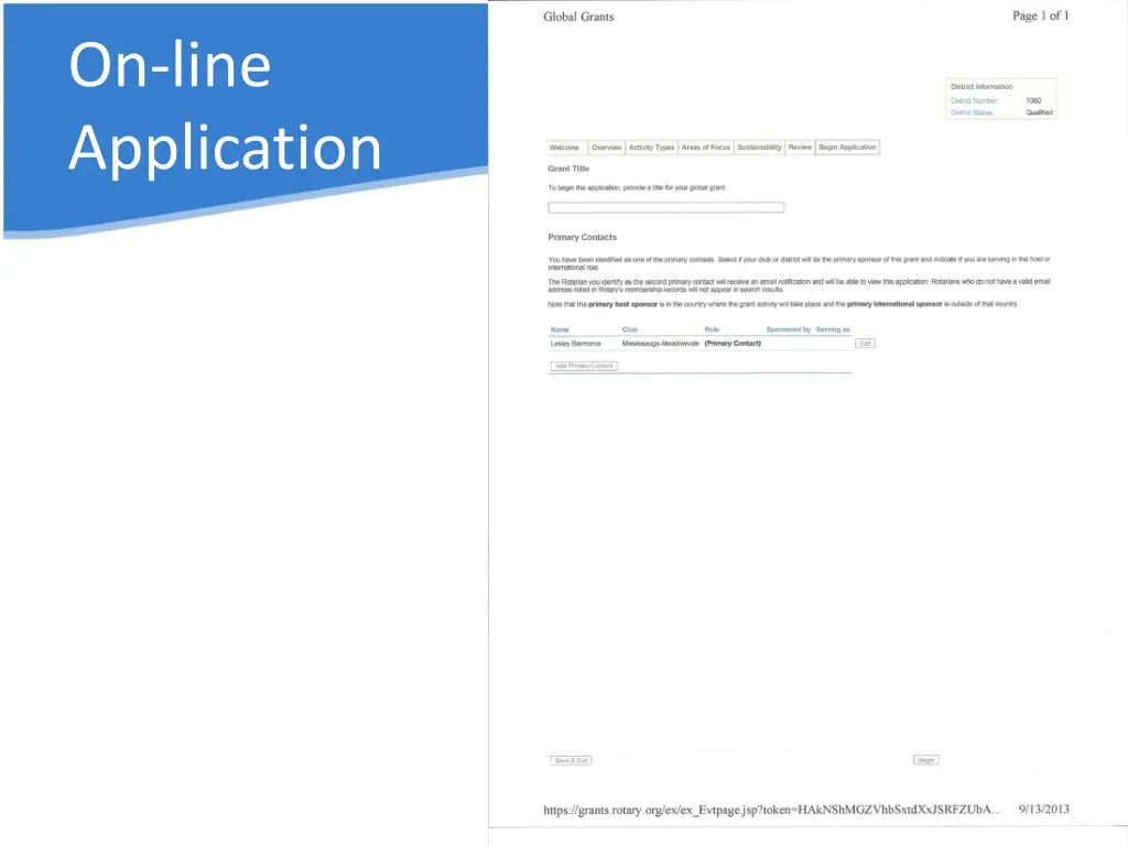 on line application