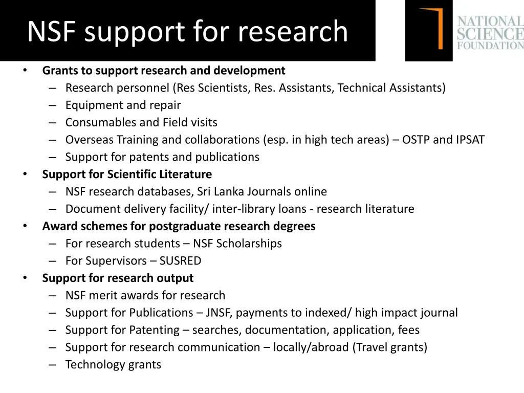 nsf support for research