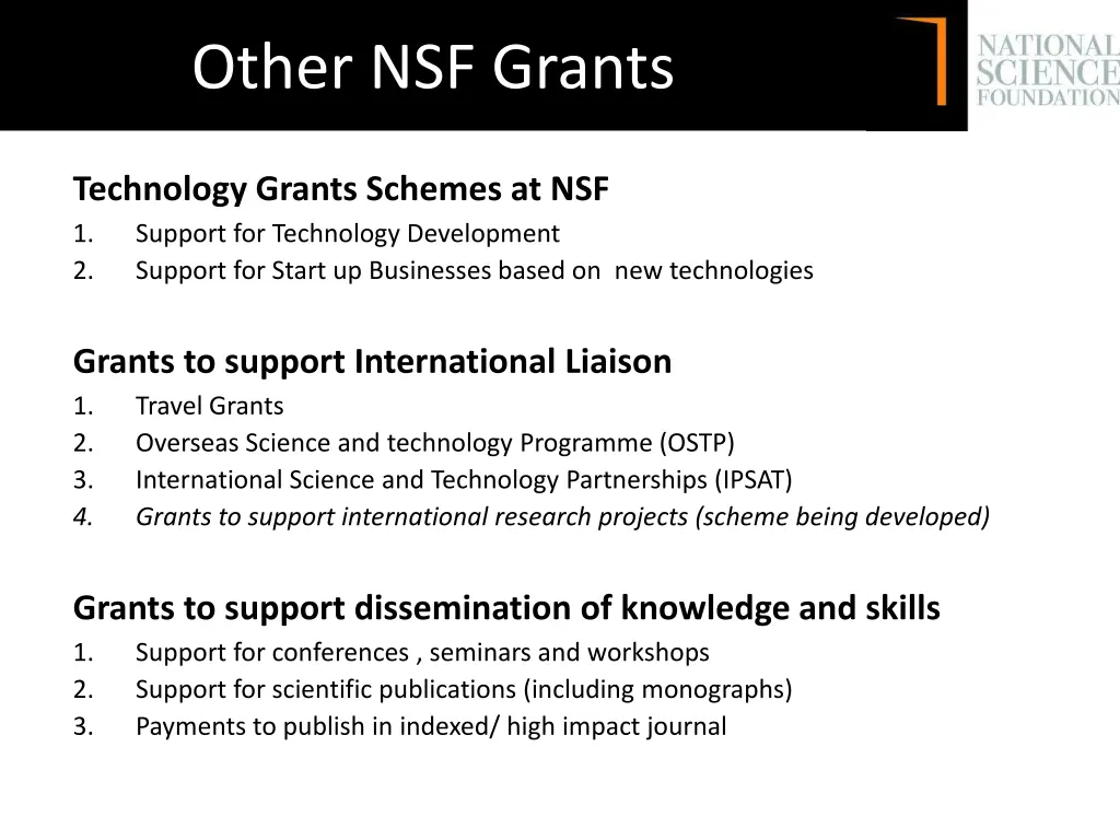 other nsf grants