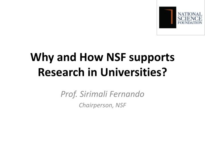 why and how nsf supports research in universities