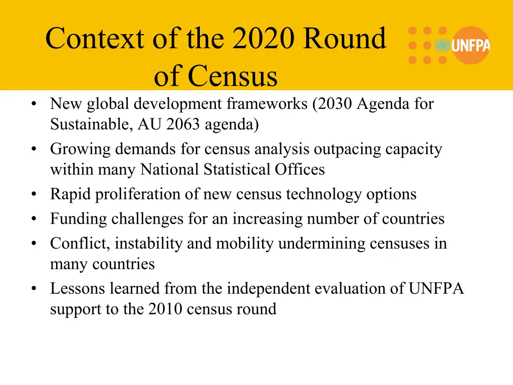 context of the 2020 round of census new global
