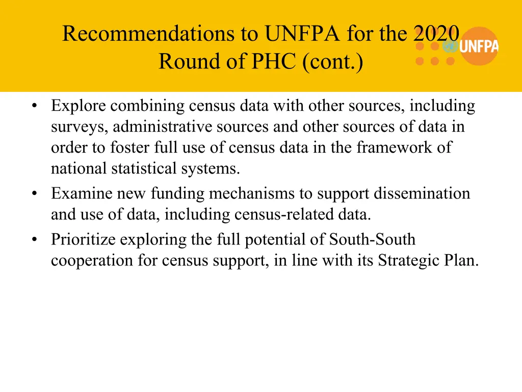 recommendations to unfpa for the 2020 round