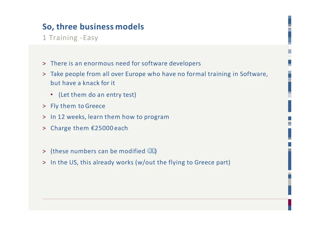 so three businessmodels 1 training easy