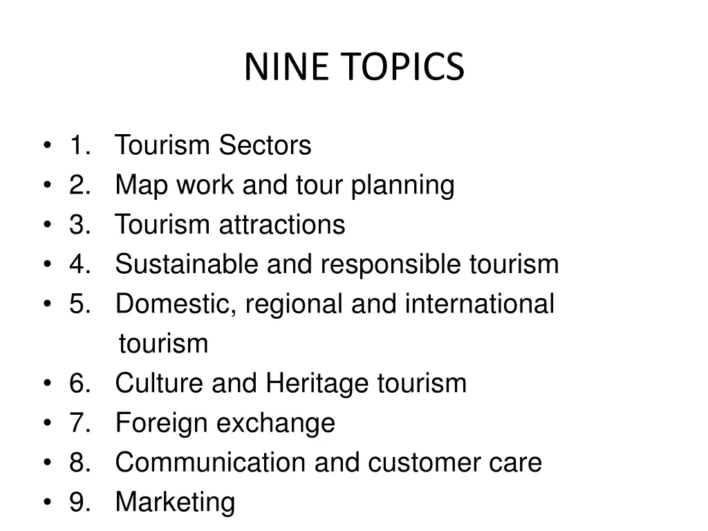 nine topics